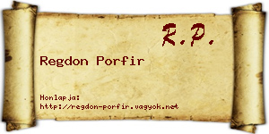 Regdon Porfir névjegykártya